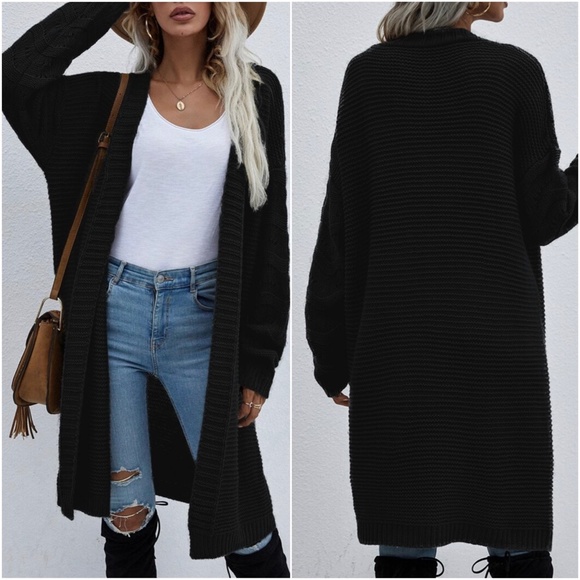 Cozy Beige Oversized Open Front Long Cardigan - Picture 5 of 5